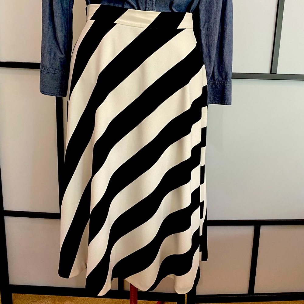 Navy/cream Aline skirt Ann Taylor Sz10